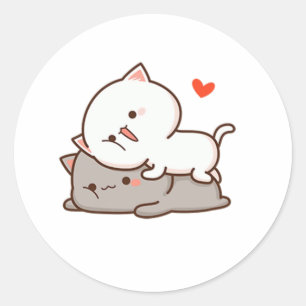 Sticker Rond Cute Mochi Peach Cat