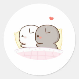 Sticker Rond Cute Mochi Peach Cat