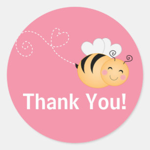 Sticker Rond Cute Modern Honey Bee Baby shower Invitation