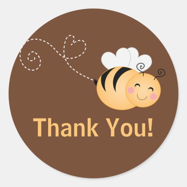Sticker Rond Cute Modern Honey Bee Baby shower Invitation (Devant)