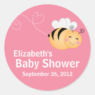 Sticker Rond Cute Modern Honey Bee Baby shower Invitation