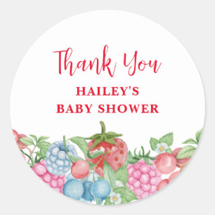 Sticker Rond Cute Moderne Berry sauvage Baby shower sucré