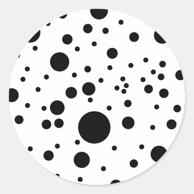Sticker Rond Cute Noir & Blanc Zones Dalmatiennes (Devant)
