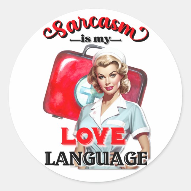 Sticker Rond Cute Nurse Pinup_ Love (Devant)