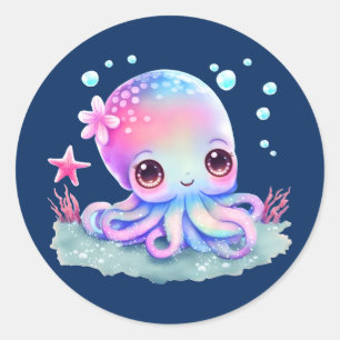 Sticker Rond Cute Octopus Sea Creator