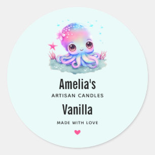 Sticker Rond Cute Octopus Sea Creator Candle Business