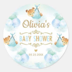 Sticker Rond Cute Oear Baby shower Garçon Merci Favor