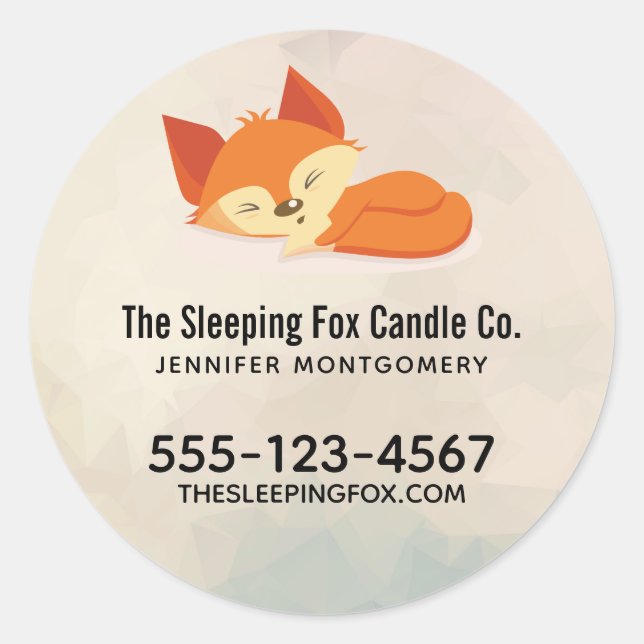 Sticker Rond Cute Orange Carton Fox Dormir affaires (Devant)