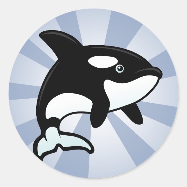 Sticker Rond Cute Orca / Baleine tueuse (Devant)