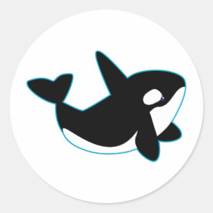Sticker Rond Cute Orca (Baleine Tueuse)