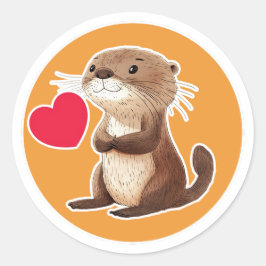 Sticker Rond Cute Otter