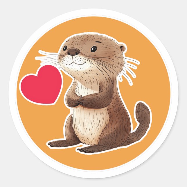 Sticker Rond Cute Otter (Devant)