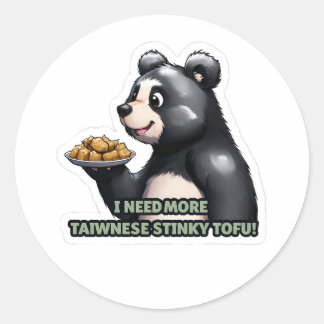 Sticker Rond Cute Ours Noir Taïwanais Aime Le Tofu Stinky