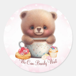 Sticker Rond Cute Ours Nous Pouvons Attendre Personnalisé
