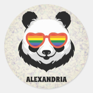 Sticker Rond Cute Ours Panda Arc en ciel LGBTQ
