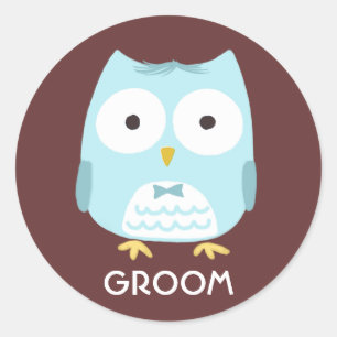 Sticker Rond Cute Owl Amusant marié