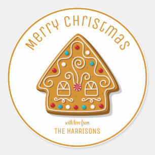 Sticker Rond Cute pain d'épices Cookies Maison Noël
