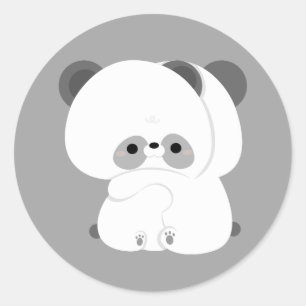 Sticker Rond Cute Panda Couple