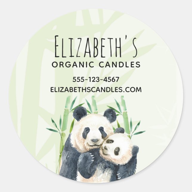 Sticker Rond Cute Panda Ours Cuddin Aquarelle Affaires (Devant)