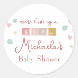 Sticker Rond Cute Pastel Bloque Le Baby shower Fille