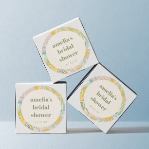 Sticker Rond Cute Pastel Jaune Fête des mariées personnalisée A