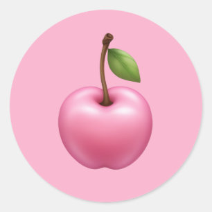 Sticker Rond Cute Pastel rose cerise Emoji Art