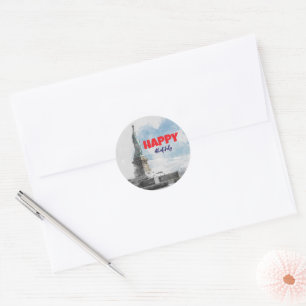 Sticker Rond Cute Patriotique Rouge Blanc Et Bleu 4 juillet