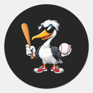 Sticker Rond Cute Pelican Jouer Vendre Amoureux des animaux Hom