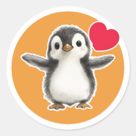 Sticker Rond Cute Penguin