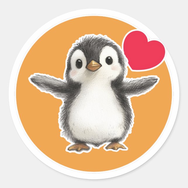Sticker Rond Cute Penguin (Devant)