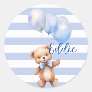 Sticker Rond Cute petite ours en bleu