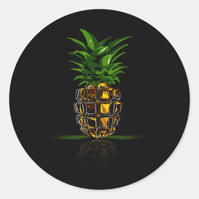 Sticker Rond Cute Pineappé Grenade main Halloween Costume Mili (Devant)