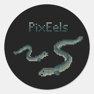Sticker Rond Cute "PixEels" Pixelated Eels Graphic