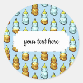 Sticker Rond Cute Pixel Art Honey Bouteilles d'ours Motif