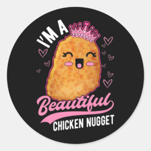 Sticker Rond Cute poulet nugget fille en pied Queen