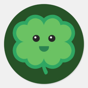 Sticker Rond Cute quatre feuilles Clover