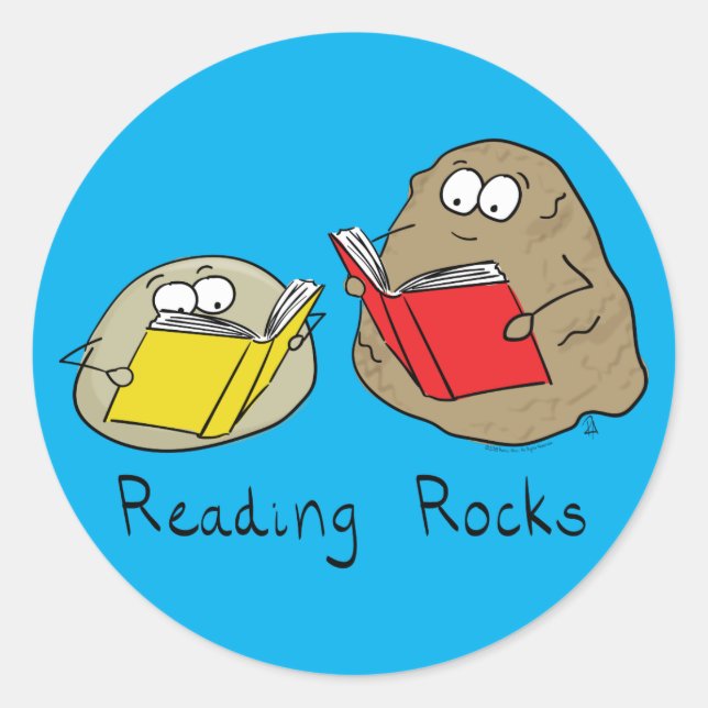 Sticker Rond Cute Reading Rocks Librairie Book Lovers (Devant)
