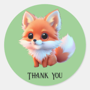 Sticker Rond Cute renard dessin bois animaux forêt amis de la f