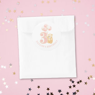 Sticker Rond Cute rose 3 ans Anniversaire