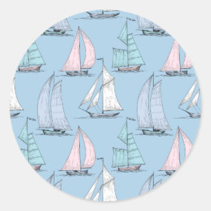 Sticker Rond Cute Sailboat