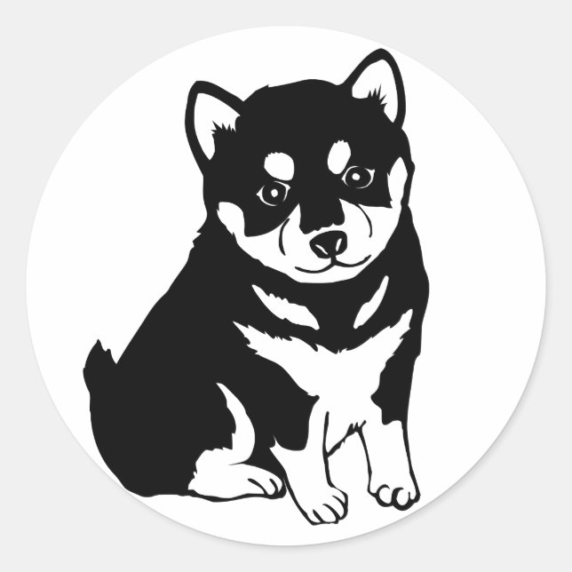 Sticker Rond Cute Shiba Inu Puppy Art (Devant)