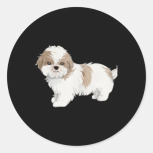 Sticker Rond Cute Shih Tzu Puppy
