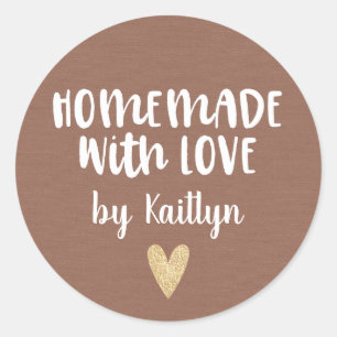 Sticker Rond Cute Simple Fait Maison Avec Amour