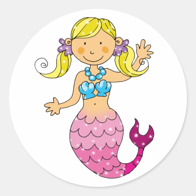 Sticker Rond Cute sirène (Devant)