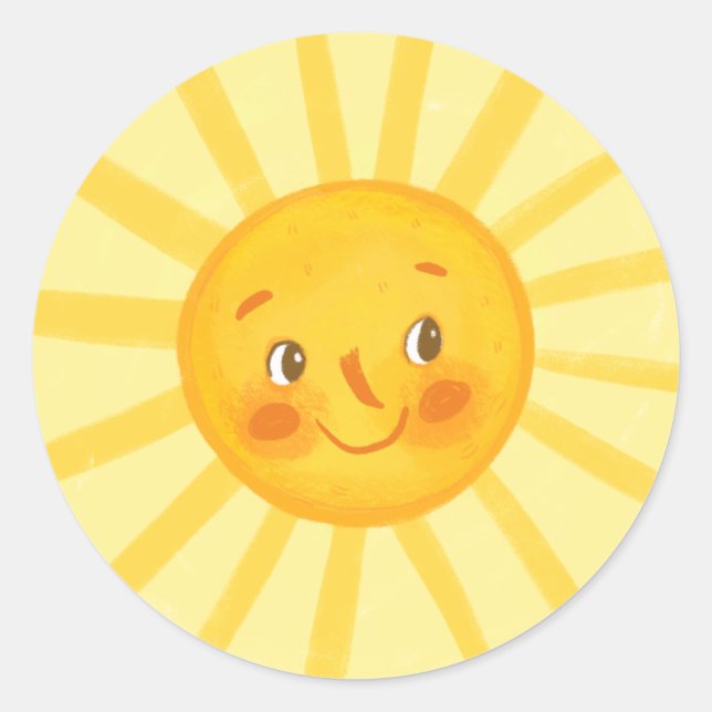 Sticker Rond Cute sourire soleil rond plaque de papier coussin  (Devant)