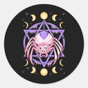 Sticker Rond Cute Spider Satan Moon Pastel Goth Kawaii