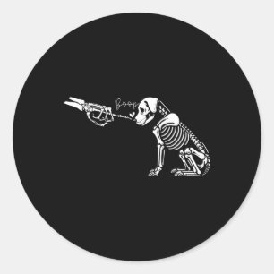 Sticker Rond Cute Squelette Main Boop Chien Drôle Halloween 1