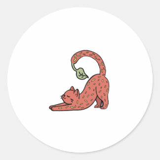 Sticker Rond Cute strawberry cat 🐈🍓