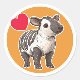 Sticker Rond Cute Tapir