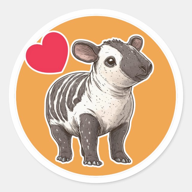 Sticker Rond Cute Tapir (Devant)